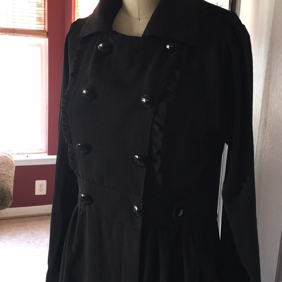 ORGANIC TIME BLACK FEM RUFFLE FRONT MAXI DRESS - Picture 3 of 8